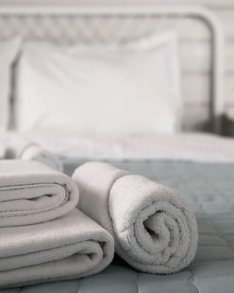 Freshly laundered white towels